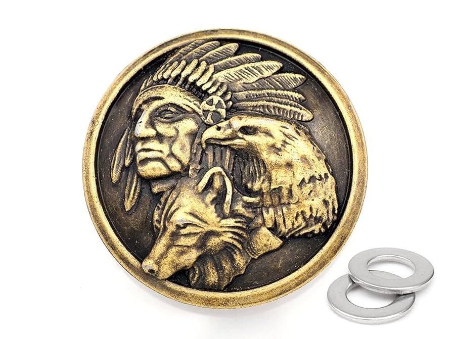 oohuhu　インディアンヘッドコンチョ 6個 Indian head インディアンヘッドコンチョ/INDIAN HEAD CONCHO・31mm レザー